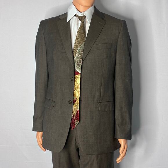 Donald J Trump Signature Collection 40R Wool Suit Brown 2 Piece 34x30